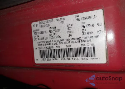 2000 Dodge Ram 1500 St z USA, uszkodzony, nr VIN 1B7HC13Y1YJ166468